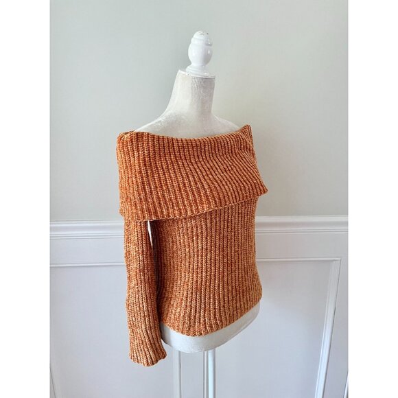 Forever 21 Chenille Off the Shoulder Sweater Goldenrod Yellow S - Picture 3 of 5